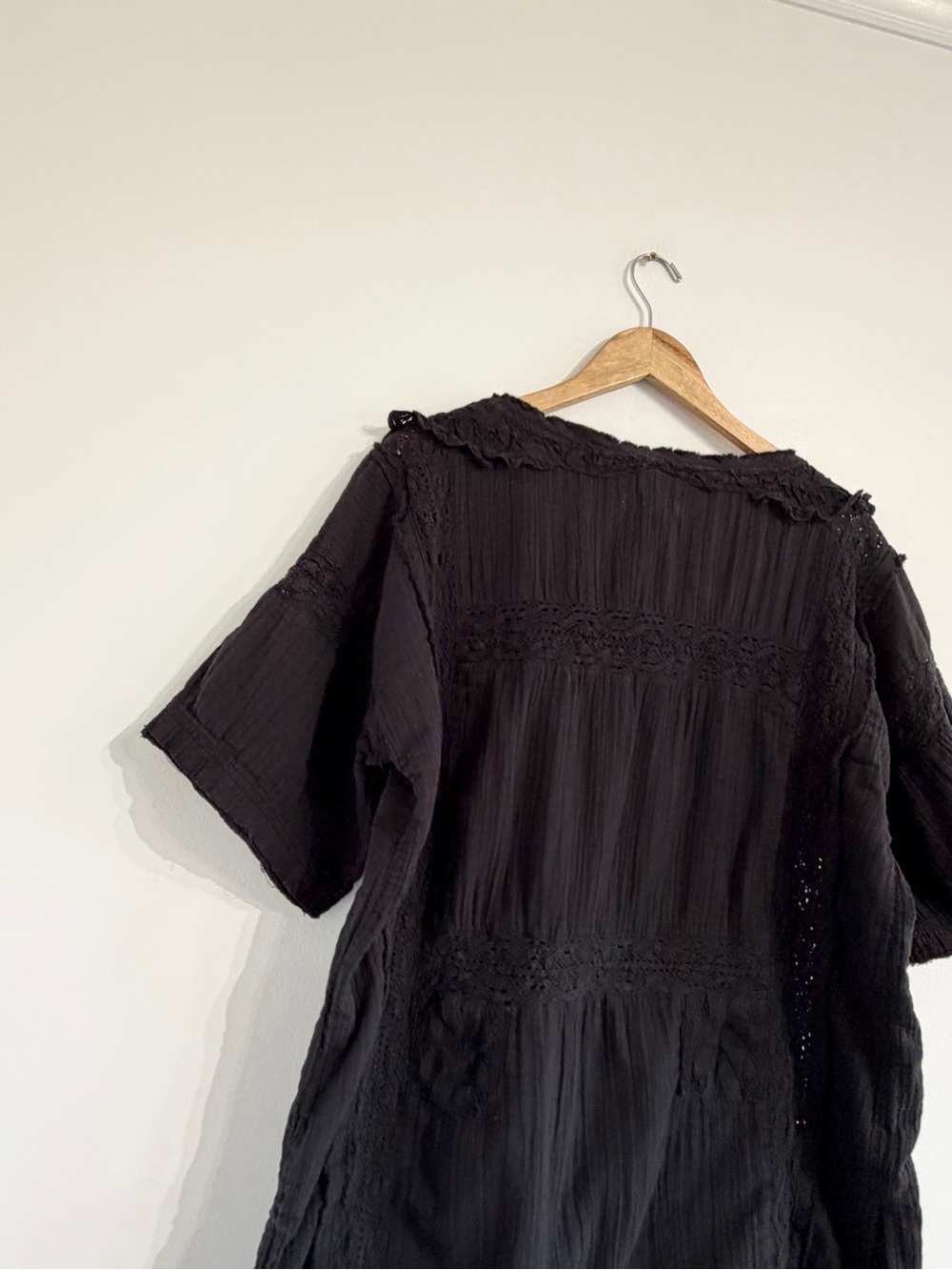 Free People Rustic Romance Top black crochet bohemian top tunic - Picture 7 of 12